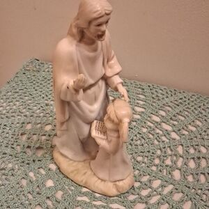 Graceful Religous Ceramic Sculpture - White and Cream